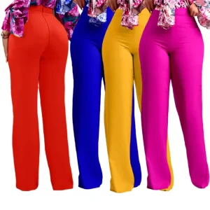 Women’s Bell bottoms Elegant Cross Tulle Mesh Patch High Waist Casual Wide Leg Pants