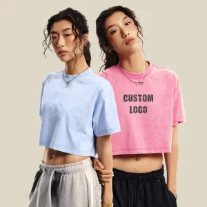 Women’s Blank Crop Tops High Quality 230gsm Vintage Custom Crop Tops Summer t Shirt
