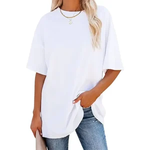 Women’s Blank Plain Cotton Oversized T-Shirt for Custom Printing Embroidered T-Shirts