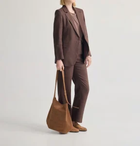 Women’s Blazer Brown Waist Cinched Suit Jacket Elegant Office Casual Breathable Blazer for Ladies