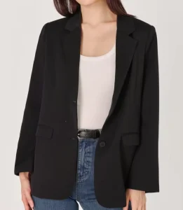 Women’s Blazer Casual Loose Fit Lapel Collar Button Closure Solid Color Office Lady Professional Suit Jacket