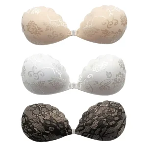 Women’s Bra Sets Jacquard Lace Strapless Bras with Seamless Push Up Woven Invisibility Bra Underwear
