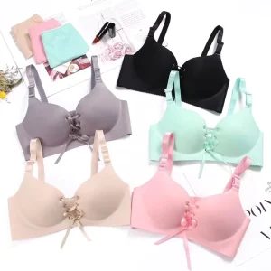 Women’s Bra Wire Free Bra Ladies Underwear Push up Sexy Bandage Gatnered Lingerie Glossy Bra 32 to 38