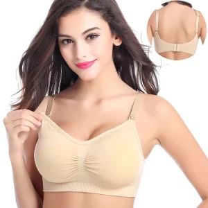 Women’s Breastfeeding Nursing Bra With Removable Straps Front Closure Wireless Adjustable Bra for Maternity