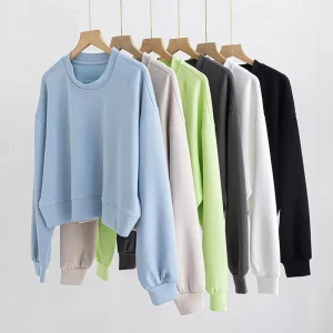 Women’s Breathable Lightweight O-Neck Running Sweatshirt Solid Thermal Soft Comfort Quick Dry for Adults