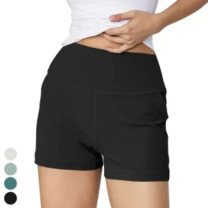 Womens Breathable Pockets Running Shorts Butt Lift Sports Hot Shorts Short Gym Fitness Leggings High Waist Yoga Shorts for Women