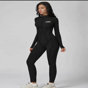 Women’s Breathable Seamless Active Stretch Full Length Fitness Jumpsuit with Full Sleeves Gym Everyday Stylish Look