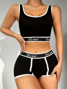 Women’s Breathable Solid Sport Lingerie Set Comfort Yoga Bra Panty Everyday Fashionable Seamless Support Underwear