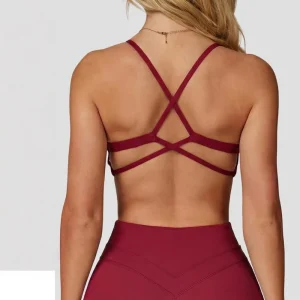 Women’s Breathable Spandex Nylon High Support Sports Bras for Running Yoga with Crisscross Straps
