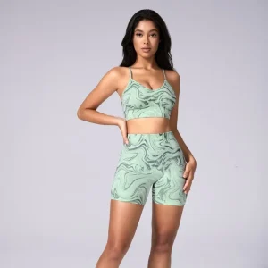 Women’s Breathable Tight Fitting High Waisted Printed Sports Shorts and Yoga Short Set for Europe and America