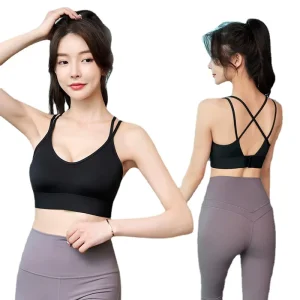 Women’s Breathable XL Fitness Sports Bra Padded Yoga Running Top with Fixed Cup Print Camisoles for Gym Training