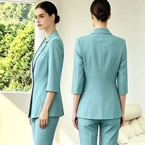 Women’s Business Formal Pants Suit Ladies Tuxedo with Button Decoration Formal Clothing for Women