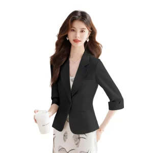 Women’s Business Suits Anti Wrinkle Breasted Solid Worsted Fabric Luxury Two Piece Blazer Dress Set Hand