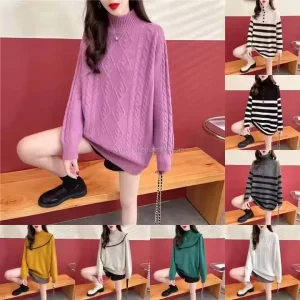 Women’s Cable Knitted Sweater Casual Floral Solid Pattern Sweet Style Button Decoration Breathable Autumn Winter