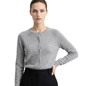 Women’s Cardigans Soft Minimalist Solid Crew Neck Winter Casual Style with Button Decoration Knitted Cashmere Like Hand Feel