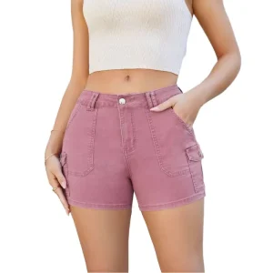 Women’s Cargo Denim Shorts Multi Pocket Casual Streetwear Slim Fit Summer Shorts Fashionable Comfortable Daily Wear Versatile