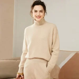 Women’s Cashmere Sweater Loose Warm High Neck Thickened Knitted Bottom Wool Sweater