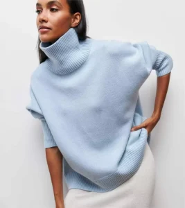 Women’s Casual Anti Wrinkle Computer Knitted Winter Turtleneck Sweaters 300g Fabric Custom Oversized Knitwear