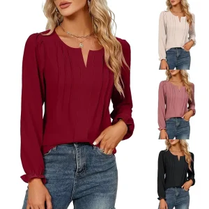 Women’s Casual Business Tops Loose Work Blouses Women’s Korean Lapel Shirt Top Tunic Loose Fit Business Casual Work Shirts