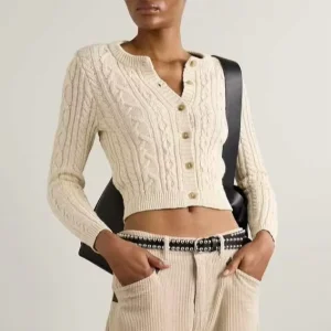 Women’s Casual Button Up Cable Knit Cardigan Lightweight Long Sleeve Crewneck Sweaters for Autumn Collection