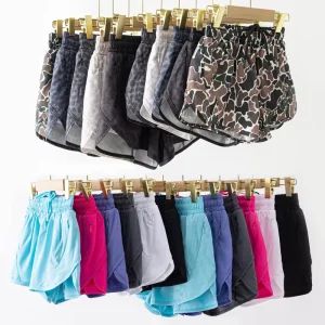 Women’s Casual Camo Print Shorts with Zipper Pocket Custom Logo Summer Fashion Mom&Me Design