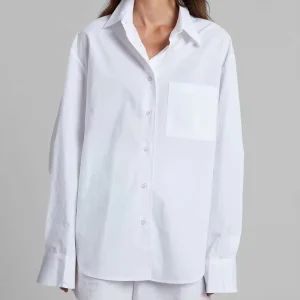 Women’s Casual Cotton Blouses Set With Loose Long Sleeves And Turn Down Collar White Button Up Tops For Office Summer Style