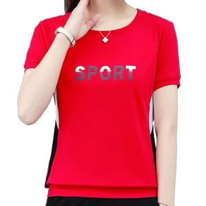 Women’s Casual Cotton Elastic O-Neck T-Shirt