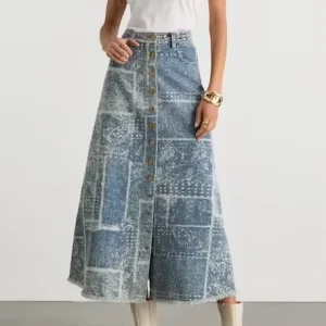 Women’s Casual Denim Slit Dress Maxi Length Pencil Silhouette Plus Size Winter Print Pattern for Summer and Spring