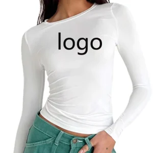 Women’s Casual Eco-Friendly Long Sleeve Slim Fit Breathable Fitness T-shirt Plain Solid Color