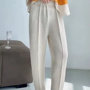Women’s Casual High Elastic Waist Breathable Cartoon Pattern Spring Loose Plus Size Pleated Pants for Women