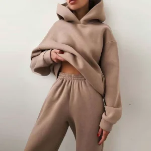 Women’s Casual Hooded Sweater Two Piece Suit Clothes Hoodie Tracksuit Trends