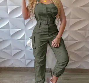 Women’s Casual Jumpsuit High Waisted Sleeveless Jumpsuit Fashionable One piece Women’s Jumpsuit Plus Size Overalls