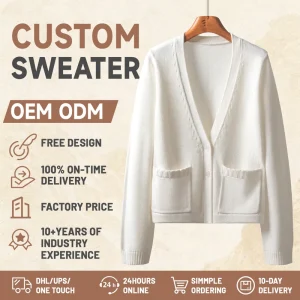 Women’s Casual Knit Cardigan with V Neck Long Sleeves Button Pockets Loose Fit Midi Single Breasted Winter Woven Weaving