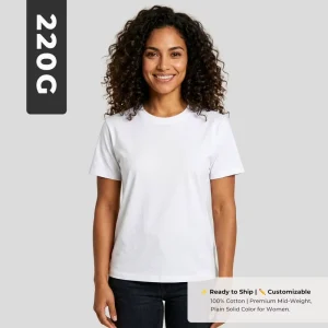 Women’s Casual Knitted Breathable 100% Cotton Short Sleeve O Neck Solid White Color T Shirts