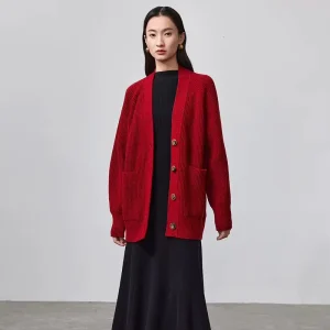 Women’s Casual Knitted Cardigan Sweater Autumn and Winter All Match Top Long Loose Wool Jacket Lazy Style Women’s Winter Coat