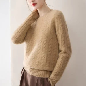 Women’s Casual Knitted Cashmere Pullover Crewneck Sweater