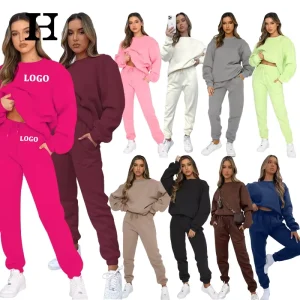 Women’s Casual Long Sleeve Sweatshirt Set Factory Solid Color Ensemble Sweatshirt Set for Women