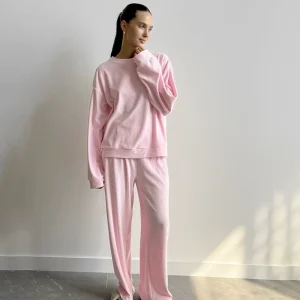 Women’s Casual Long Sleeves Trousers Loungewear Winter Solid Color Suit Lounge Velvet Pyjama Female