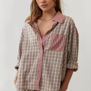Women’s Casual Loungewear Plaid Shirt Set Pajamas Long Sleeves