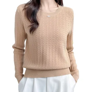 Women’s Casual Neck Pullover Sweater Long Sleeves Autumn Winter Knit Tops Zipper Closure Ruched Decoration Solid Cardigans