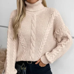Women’s Casual Pullover Woven V-Neck Winter Sweater 100% Polyester Long Sleeve