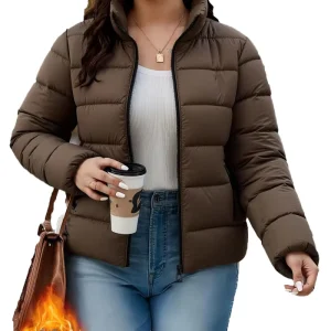 Women’s Casual Short Winter Jacket Lightweight Quilted Polyester Padded Outerwear for Everyday Wear and Urban Commuting