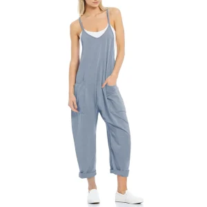 Women’s Casual Summer Sleeveless Jumpsuit High Waist Loose Romper Adjustable Spaghetti Strap Jumpsuit