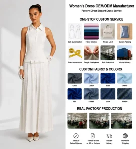 Women’s Casual Summer Woven Hanging Neck Conventional Sleeve Empire Waist Backless Dress Lightweight OEM Service XS