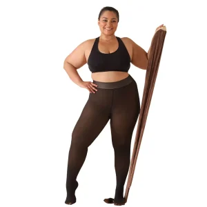 Women’s Casual Thick Fleece Lined Seamless Tights Plush Size Winter Transparent Pantyhose Mid Waist Breathable Fauke Skin