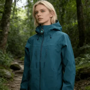 Women’s Casual Waterproof Polyester Jacket With Detachable GPS Tracker Reversible Design Windproof Zipper Closure Hooded
