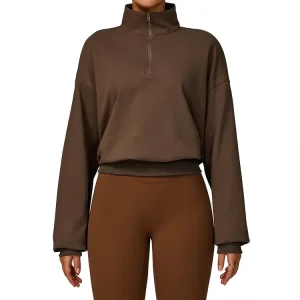 Women’s Casual Zip-up Cotton Sweatshirts With Long Sleeves Customized Fitness Design for Winter Autumn