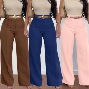 Women’s Casual and Fashionable High Waisted Wide Leg Pants Slim Versatile Loose Pants