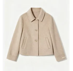 Women’s Chic Woolen Coat Retro Long Sleeved Single Breasted with Temperament Lapel New Casual Fashion for Winter