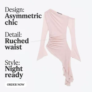 Women’s Chiffon Collarless Casual Solid Summer Woven Tassel Quick Dry Full Sleeve Regular Fit Polyester Dress